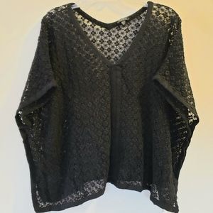 Lucky Black Lace V Neck Poncho XS/S